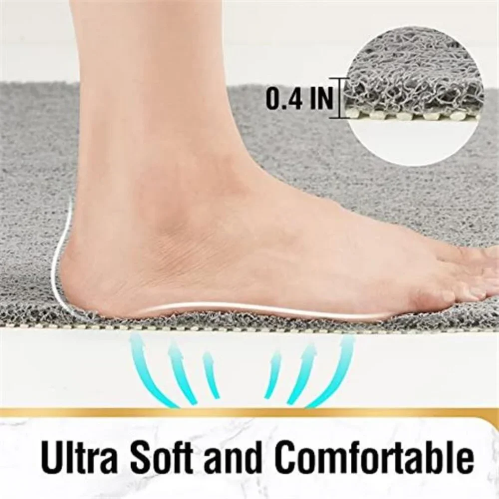 Non Slip Bathtub Mat Extra Long Bath Mat Shower Floor Mat Quick Drying Grey